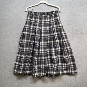 VINTAGE Pendleton Women Skirt 14 Black‎ Plaid 70s Wool Pleated Midi USA